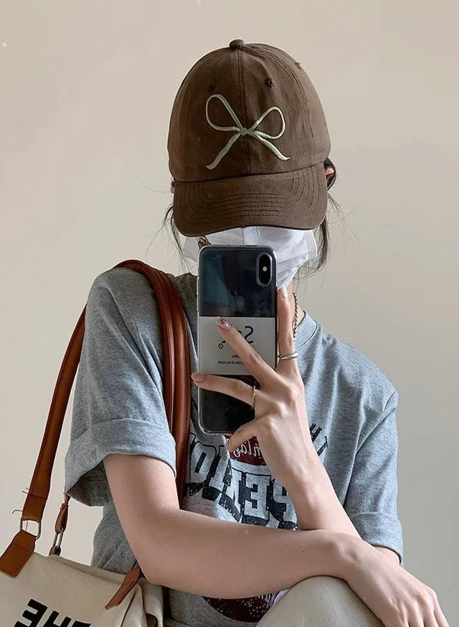 URAWOW Bow Tie Baseball Cap for Women Soft Top Trendy 6-Panel Baseball Hats Sports Hat Sun Hat for Outdoor Beige Pink - Image 4